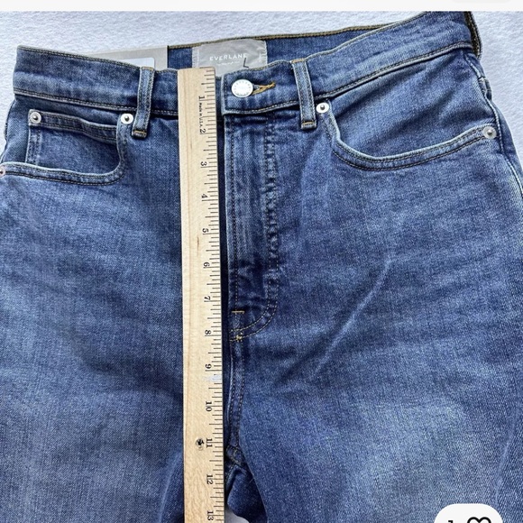 Everlane Jeans Women 28 Short Blue The Way High Organic Cotton Med Wash Straight - Picture 6 of 11